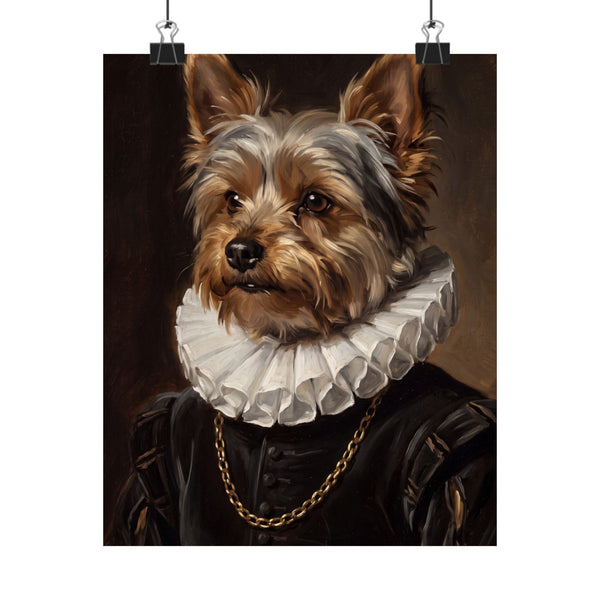 Yorkshire Terrier Renaissance Royal Portrait Matte Poster, Regal Dog Art Print, Yorkshire Terrier Lover Gift, Wall Art
