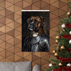 Boxer Medieval Knight Portrait Matte Poster, Regal Dog Art Print, Boxer Lover Gift, Wall Art