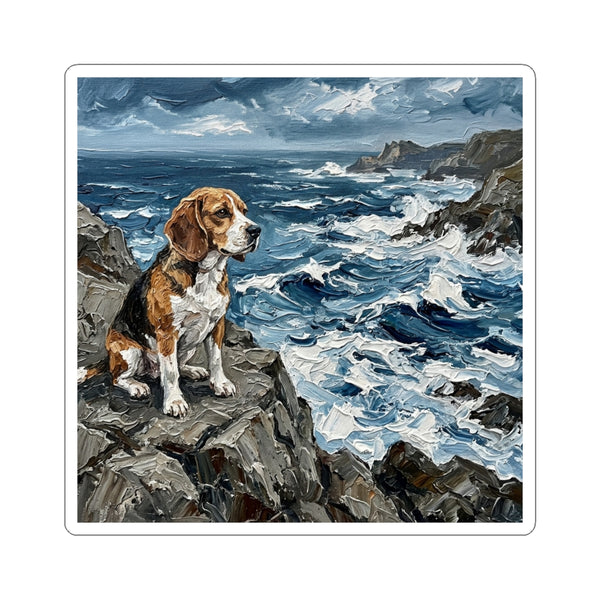 Acrylic Gallery Print Beagle - Coastal Cliffside | Kiss-Cut Stickers