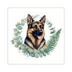 German Shepherd Watercolor Botanical Wreath Kiss-Cut Stickers | Premium Dog Prints | Tritan — primary view