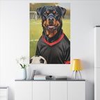 Rottweiler Oil Painting Soccer Portrait Canvas Wall Art Decor | Rottie Dog Lover Gift | Premium Pet Portrait Print