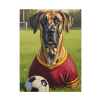 Great Dane Oil Painting Soccer Portrait Stretched Canvas Wall Art | Dog Lover Gift | Giant Breed Decor