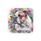 English Bulldog Watercolor Drink Coaster by Tritan — angled detail view