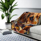 Beagle Watercolor Autumn Path Throw Blanket | Premium Dog Art | Tritan