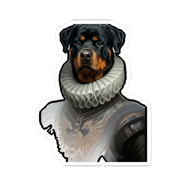 Rottweiler Renaissance Royal Portrait Sticker, Dog Portrait Vinyl Decal, Kiss-Cut Sticker, Rottweiler Lover Gift