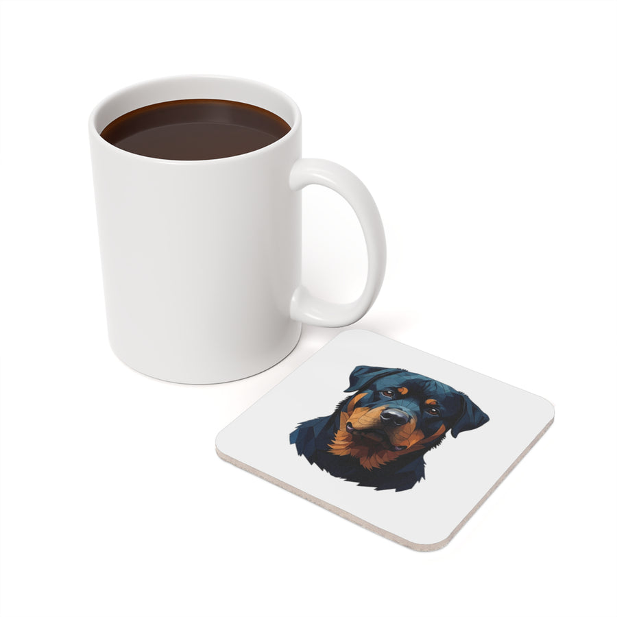 Rottweiler Low Poly Cool Jewel Cork Back Coaster | Dog Lover Gift