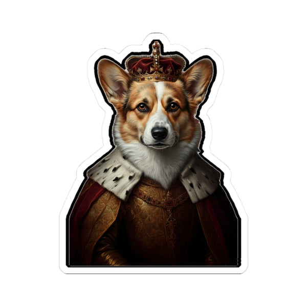 Corgi Kings & Queens Royal Portrait Sticker, Dog Portrait Vinyl Decal, Kiss-Cut Sticker, Corgi Lover Gift