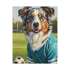 Australian Shepherd Oil Painting Soccer Portrait Canvas Art, Aussie Dog Wall Decor, Pet Lover Gift, Dog Mom Dad Present