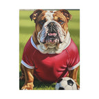 English Bulldog Oil Painting Soccer Portrait Canvas Wall Art | Funny Dog Decor Gift for Him Her | Bulldog Lover Art Print