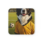 Border Collie Oil Painting Soccer Portrait Coaster - Dog Art Gift, Pet Decor, Sports Fan Present