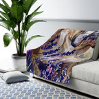 English Bulldog Watercolor Lavender Fields Throw Blanket | Premium Dog Art | Tritan