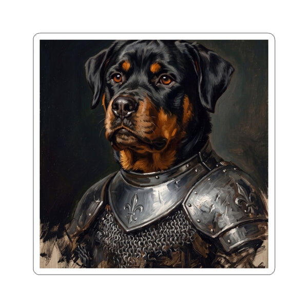 Rottweiler Medieval Knight Portrait Sticker, Dog Portrait Vinyl Decal, Kiss-Cut Sticker, Rottweiler Lover Gift