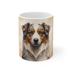 Australian Shepherd Low Poly Monochrome Gold Ceramic Mug 11oz | Dog Lover Gift
