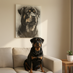 Rottweiler Charcoal Portrait Canvas Print | Dog Wall Art Decor | Pet Lover Gift | Modern Animal Artwork