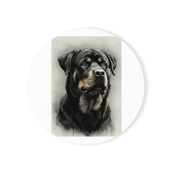 Charcoal Rottweiler Rottweiler Cork Back Coaster - Rottweiler pride — gentle giants deserve great art