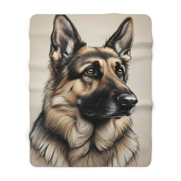 German Shepherd Charcoal Portrait Throw Blanket | Premium Dog Prints | Tritan