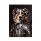 Australian Shepherd Medieval Knight Portrait Matte Poster, Regal Dog Art Print, Australian Shepherd Lover Gift, Wall Art
