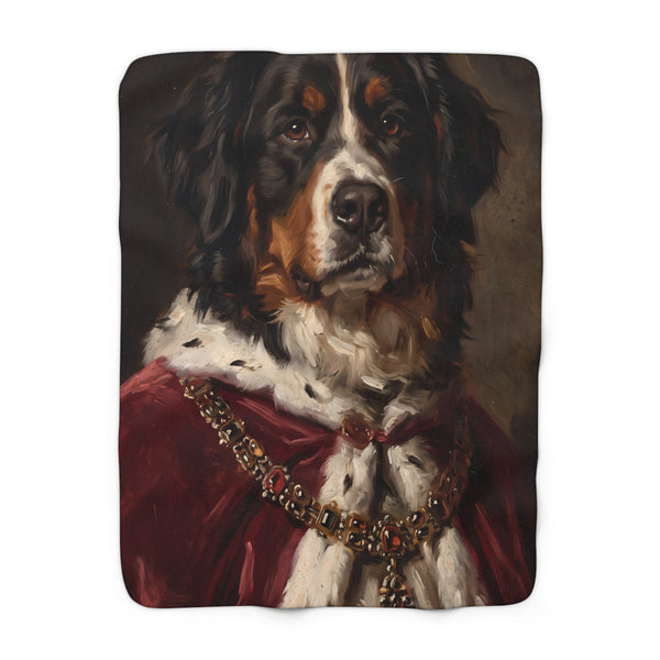 Bernese Mountain Dog Kings & Queens Royal Portrait Regal Throw Blanket | Premium Dog Art | Tritan