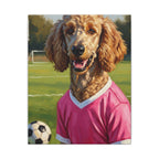 Poodle Oil Painting Soccer Portrait Wall Art, Poodle Mom Gift, Dog Lover Decor, Stretched Canvas Print