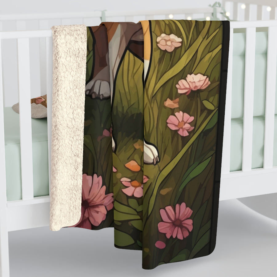 English Bulldog Low Poly Prairie Sherpa Fleece Blanket | Dog Lover Gift