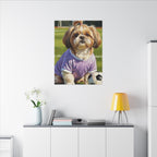 Shih Tzu Oil Painting Soccer Portrait Canvas Wall Art | Dog Lover Gift | Pet Decor | Sports Fan Art