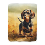 Dachshund Watercolor Meadow Golden Throw Blanket | Premium Dog Prints | Tritan — primary view