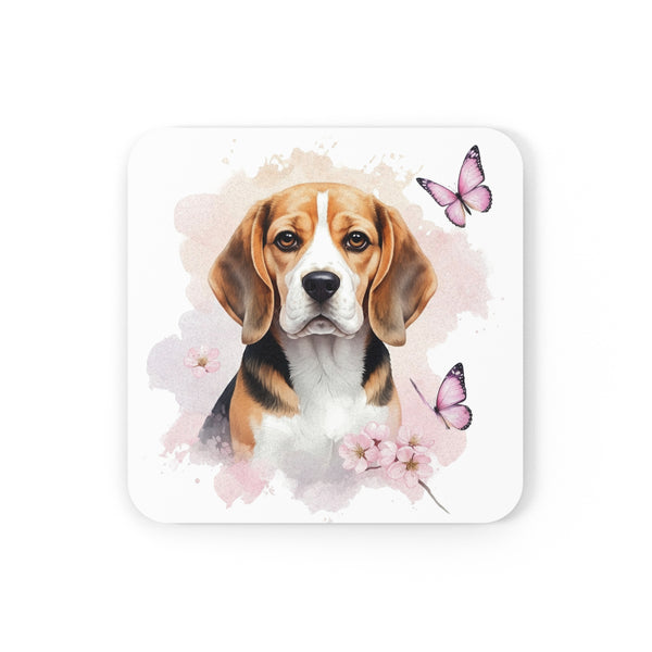 Beagle Watercolor Butterfly Bloom Drink Coaster | Premium Dog Prints | Tritan — Lifestyle View