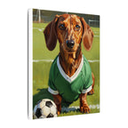 Dachshund Oil Painting Soccer Portrait Stretched Canvas Wall Art | Funny Dog Decor Gift | Pet Lover Home Art