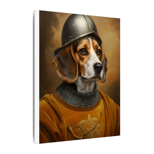 Beagle Medieval Knight Portrait Canvas Wall Art, Regal Dog Painting, Beagle Lover Gift, Stretched Canvas