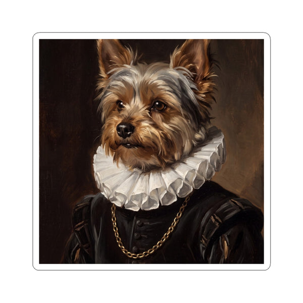 Yorkshire Terrier Renaissance Royal Portrait Sticker, Dog Portrait Vinyl Decal, Kiss-Cut Sticker, Yorkshire Terrier Lover Gift