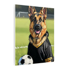 German Shepherd Oil Painting Soccer Portrait Canvas Wall Art Decor, Dog Lover Gift, Pet Owner Present, GSD Art Print