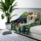 Corgi Watercolor Rain Garden Throw Blanket | Premium Dog Art | Tritan