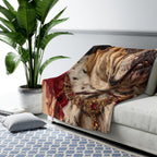 English Bulldog Kings & Queens Royal Portrait Regal Throw Blanket | Premium Dog Art | Tritan