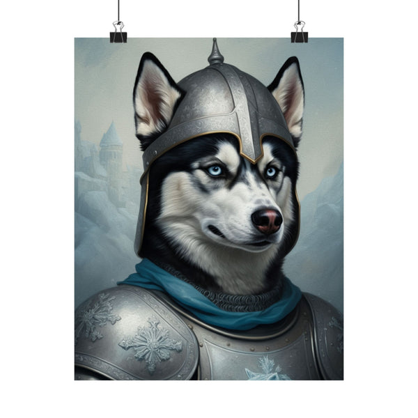 Siberian Husky Medieval Knight Portrait Matte Poster, Regal Dog Art Print, Siberian Husky Lover Gift, Wall Art