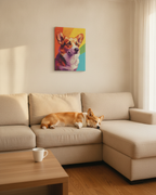 Corgi Pop Art Stretched Canvas Wall Art | Vibrant Corgi Decor Gift for Dog Lovers | Modern Pet Portrait