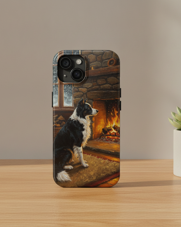Acrylic Border Collie - Winter Hearth | Tough Phone Case