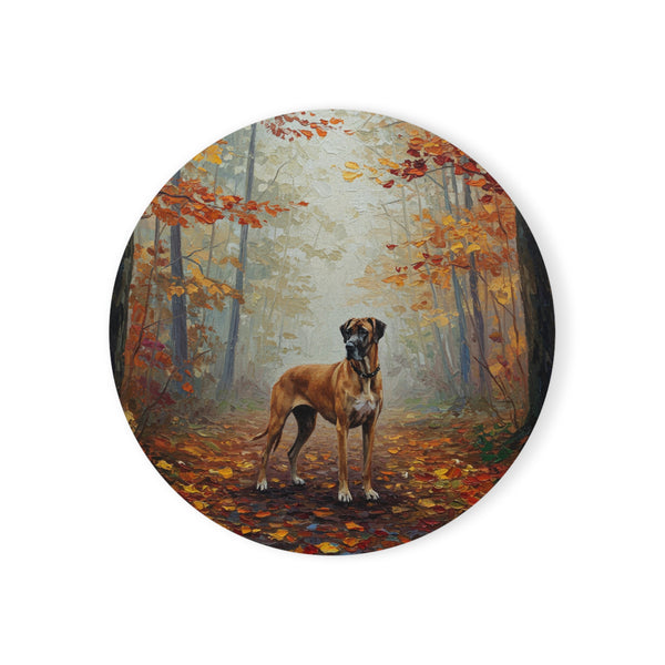 Acrylic Great Dane - Autumn Woods | Cork Back Coaster