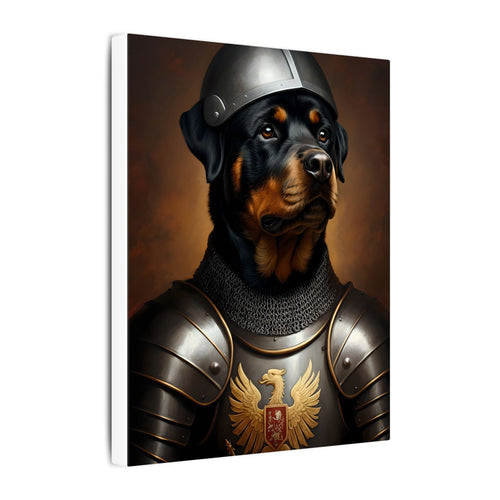 Rottweiler Medieval Knight Portrait Canvas Wall Art, Regal Dog Painting, Rottweiler Lover Gift, Stretched Canvas
