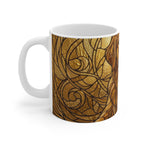 Golden Retriever Stained Glass Monochrome Gold Ceramic Mug 11oz | Dog Lover Gift