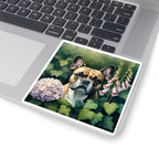 French Bulldog Watercolor Garden Peek Kiss-Cut Stickers | Premium Dog Prints | Tritan