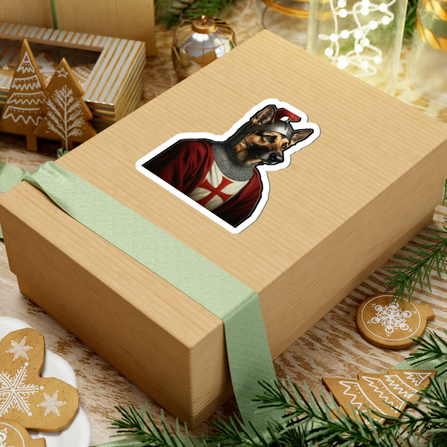 German Shepherd Medieval Knight Portrait Sticker, Dog Portrait Vinyl Decal, Kiss-Cut Sticker, German Shepherd Lover Gift