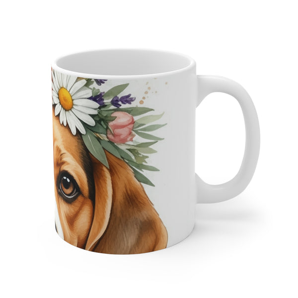 Beagle Watercolor Floral Crown Coffee Mug | Premium Dog Prints | Tritan