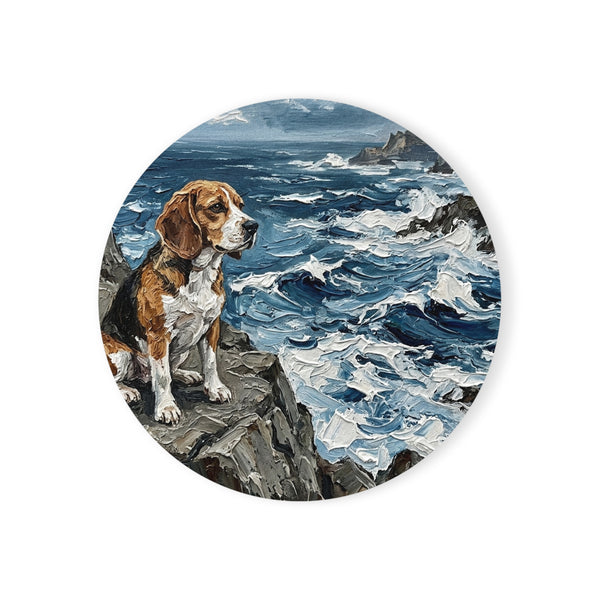 Acrylic Gallery Print Beagle - Coastal Cliffside | Cork Back Coaster — primary view
