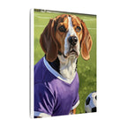 Beagle Soccer Portrait Oil Painting Canvas Print, Dog Wall Art Decor, Pet Lover Gift