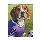 Beagle Soccer Portrait Oil Painting Canvas Print, Dog Wall Art Decor, Pet Lover Gift