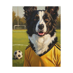 Border Collie Oil Painting Soccer Portrait Stretched Canvas Wall Art | Energetic Dog Lover Gift | Premium Pet Decor