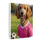 Poodle Oil Painting Soccer Portrait Wall Art, Poodle Mom Gift, Dog Lover Decor, Stretched Canvas Print