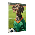 German Shorthaired Pointer Oil Painting Soccer Portrait Wall Art, GSP Dog Lover Gift, Canine Decor, Fetching Football Fan Canvas