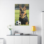 German Shepherd Oil Painting Soccer Portrait Canvas Wall Art Decor, Dog Lover Gift, Pet Owner Present, GSD Art Print