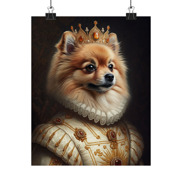 Pomeranian Kings & Queens Royal Portrait Matte Poster, Regal Dog Art Print, Pomeranian Lover Gift, Wall Art